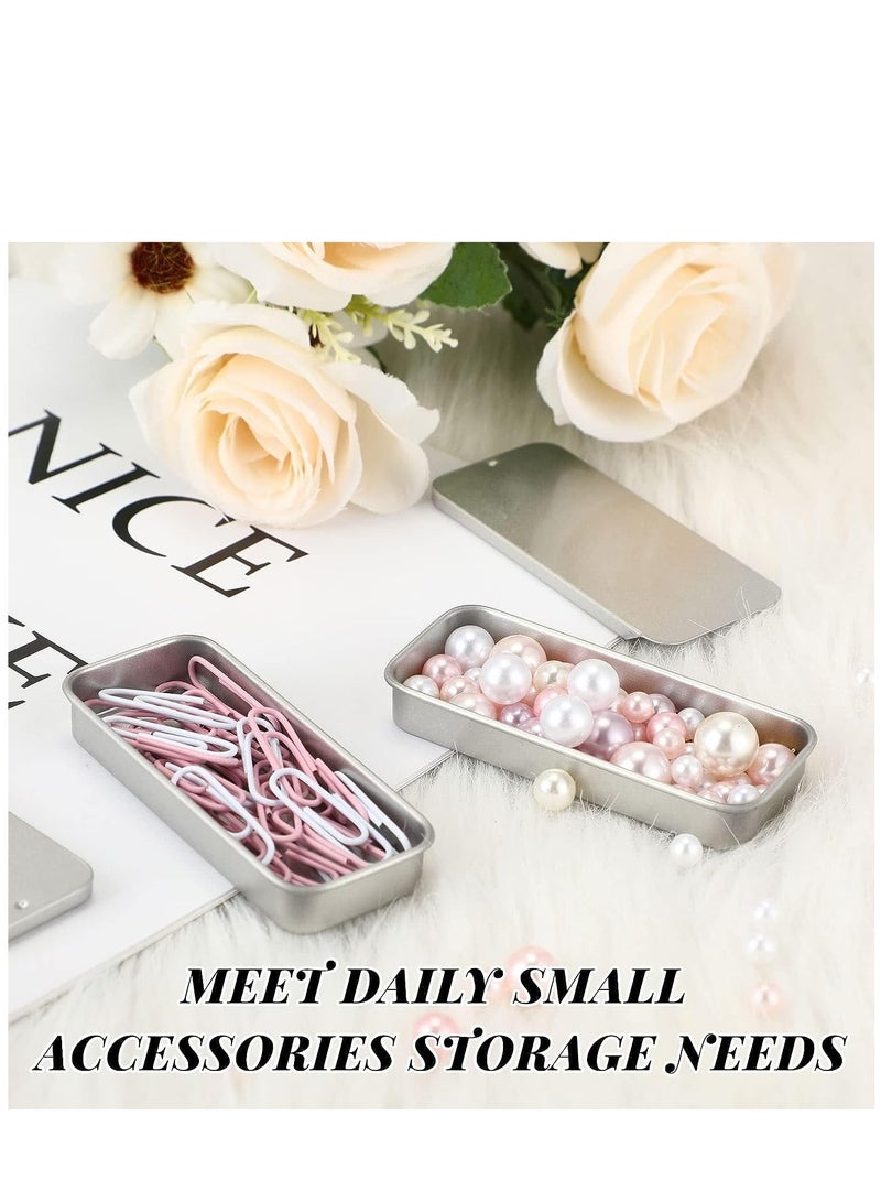 Excefore 40 Pcs Slide Top Tin Small Rectangular Metal Tins Containers with Lids for Lip Balm Candies Jewelry Crafts Pills Storage Kit (Silver, 3.15 x 1.38 x 0.43 Inch) - Image 5