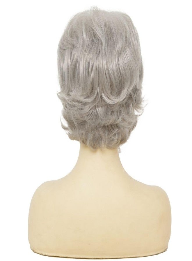 Swiking Gray Short Wigs for Women Layered Grey Wig with Side Part Bangs Natural Synthetic Cosplay Daily Party Wigs - Image 5