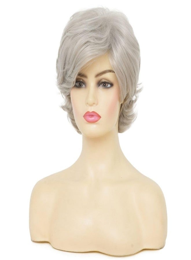 Swiking Gray Short Wigs for Women Layered Grey Wig with Side Part Bangs Natural Synthetic Cosplay Daily Party Wigs - Image 4