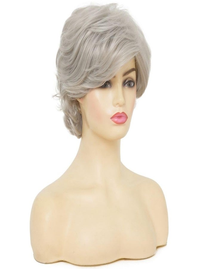 Swiking Gray Short Wigs for Women Layered Grey Wig with Side Part Bangs Natural Synthetic Cosplay Daily Party Wigs - Image 3