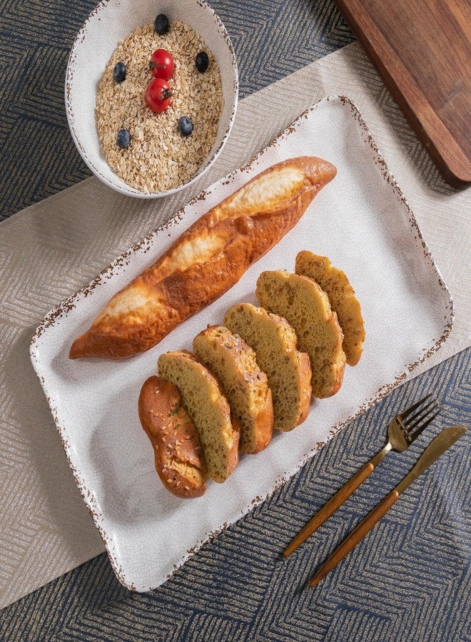 ZAROCRUS Farmhouse Melamine Serving Platters Set of 2, 17"x10" Large Rectangular Melamine Serving Trays for Serving Food on Parties and Entertaining, Dishwasher Safe. Ivory - Image 3