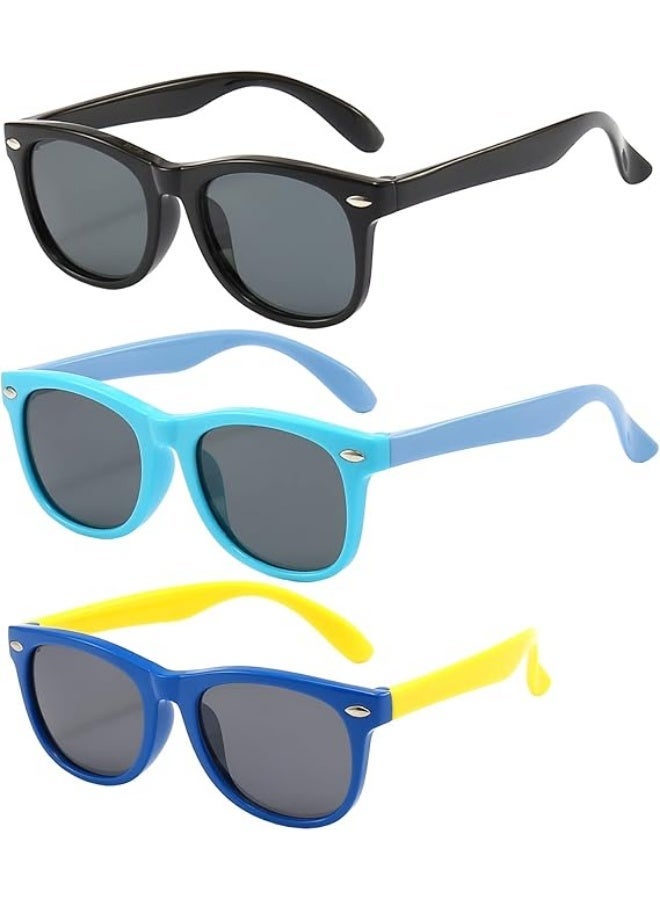 3 Pack Polarized Kids Sunglasses, UV400 Protection for Boys & Girls - Image 1