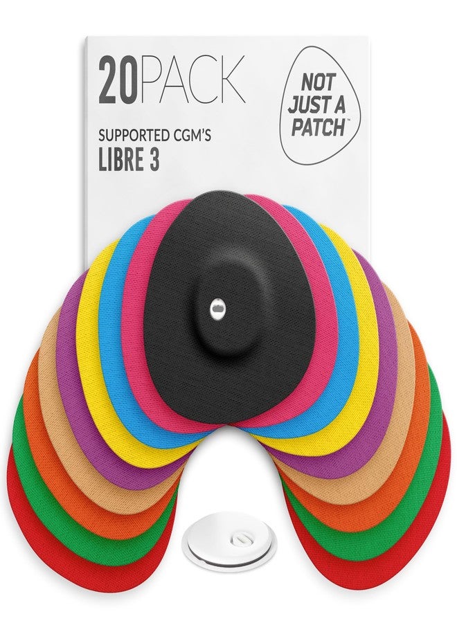 Not Just A Patch Freestyle Libre 3 Sensor Covers Waterproof (Pack of 20) - Lingo CGM Sensor Patches for Skin - Libre 3 Adhesive Patches for 10-14 Days (Multicolor) - Image 1