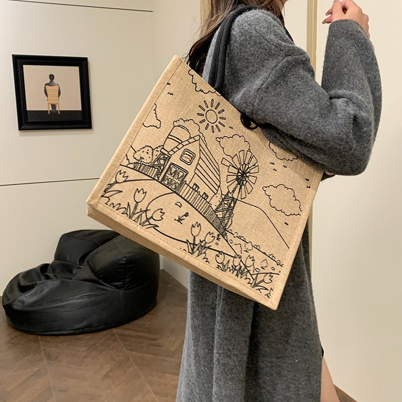 New Fashion Textile Printed Women'S Bag 2024 All-Match Commuter Shoulder Bag Environmentally Friendly Shopping Bag - Image 5