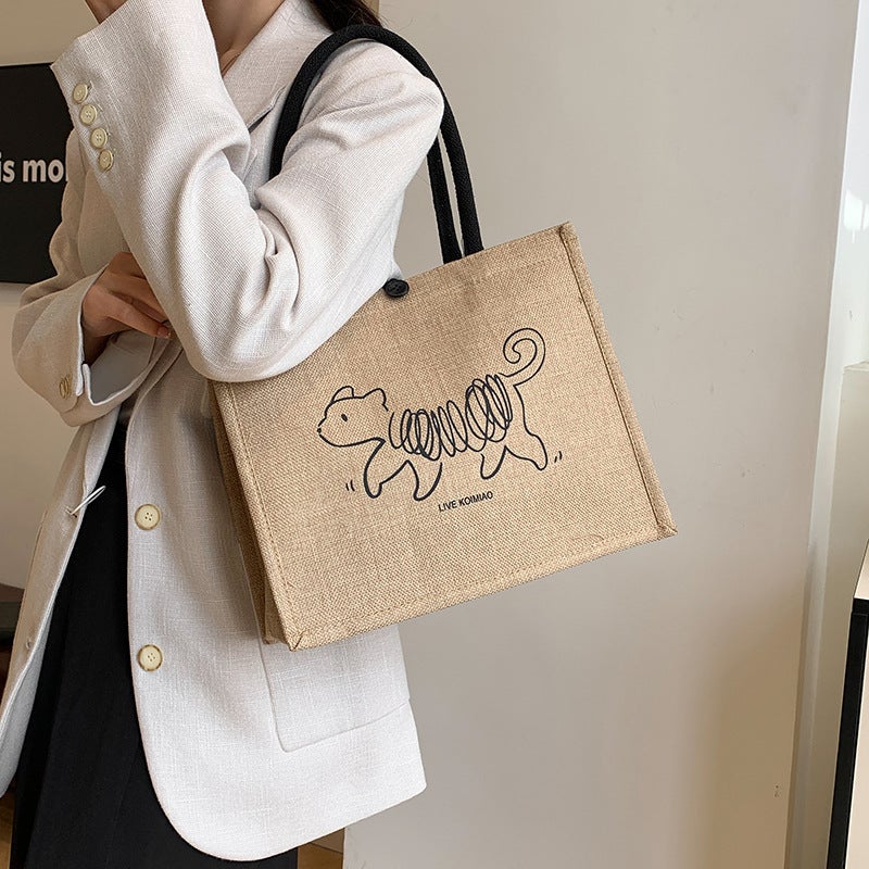 New Fashion Textile Printed Women'S Bag 2024 All-Match Commuter Shoulder Bag Environmentally Friendly Shopping Bag - Image 3
