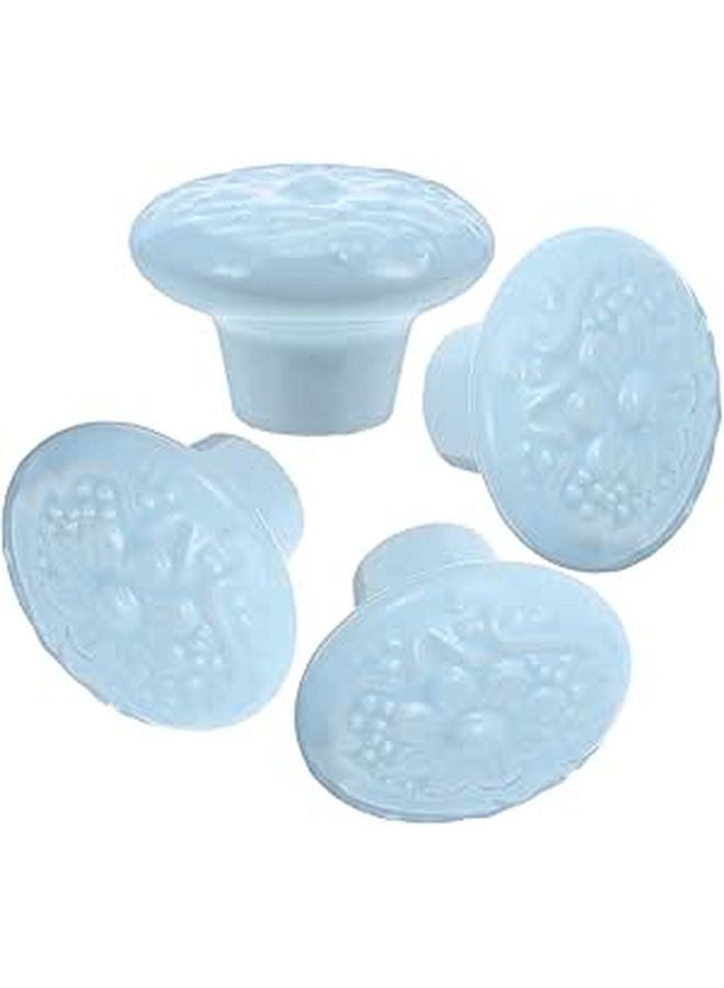 Ceramic Drawer Pulls Cabinet Knobs Round Single Hole Furniture Handles Light Blue 10 Pieces Set - Image 1