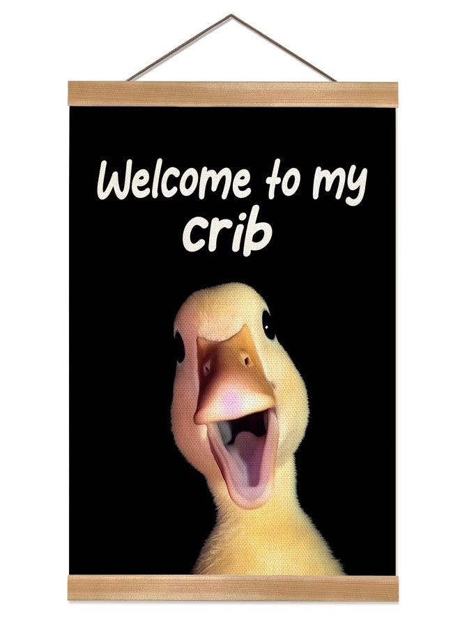 ZTGDA Welcome to My Crib Wall Art,Funny Duck Poster Durable Man Cave Wall Decor,Duck Canvas Hanging Sign for Entryway, Dorm Room, Nursery or Bedroom Decor (My crib goose) - Image 1