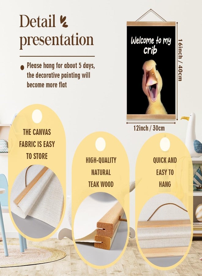 ZTGDA Welcome to My Crib Wall Art,Funny Duck Poster Durable Man Cave Wall Decor,Duck Canvas Hanging Sign for Entryway, Dorm Room, Nursery or Bedroom Decor (My crib goose) - Image 2