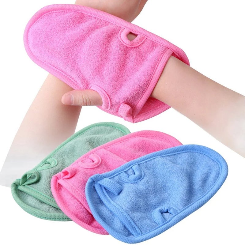 Bathing Mittens: 3 Pcs Plant Fibre, 21cm X 12cm, Skin-friendly Durable - Spiral Design Deep-clean, Massage Spa Mittens for Home Shower Body Care - Image 1
