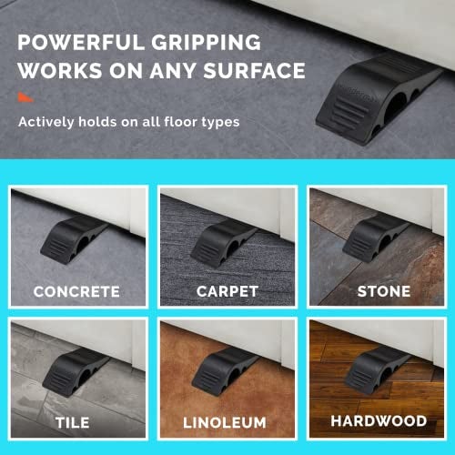 Wundermax Door Stoppers - Pack of 3 Rubber Door Wedge for Carpet, Hardwood, Concrete and Tile - Home Improvement Accessories - White - Image 2