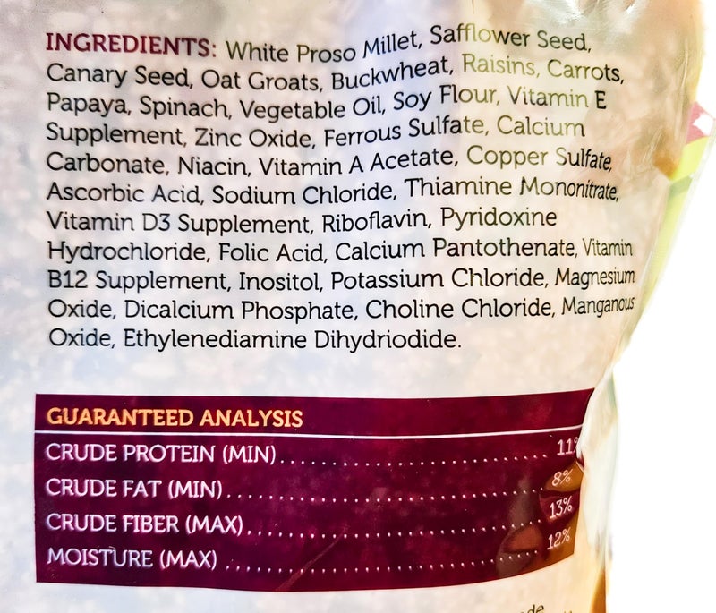 Sweet Harvest Cockatiel Bird Food (No Sunflower Seeds), 4 lbs Bag - Seed Mix for Cockatiels - Image 3