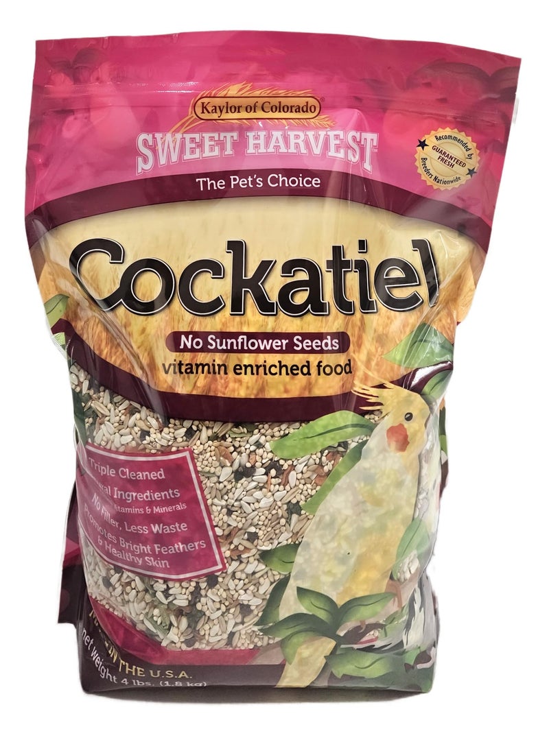 Sweet Harvest Cockatiel Bird Food (No Sunflower Seeds), 4 lbs Bag - Seed Mix for Cockatiels - Image 1