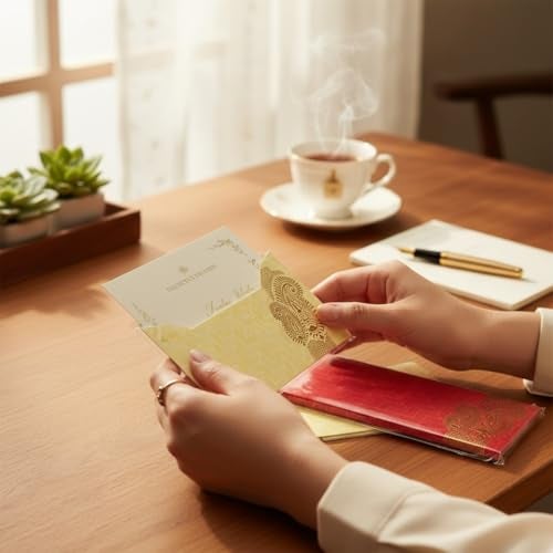 Krisah® Pack of 25 pcs Red & 25 pcs Gold Sagan/Cash/Gift Paper Envelopes - Image 5