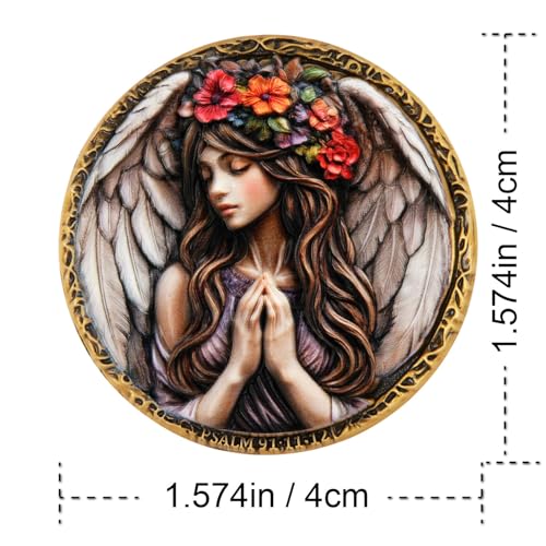 Leabet 5Pcs Psalm 911112 Challenge Coin Guardian Angel Prayer Coin DoubleSided Christian Collectible Token of Protection and Faith 157 Inch - Image 5