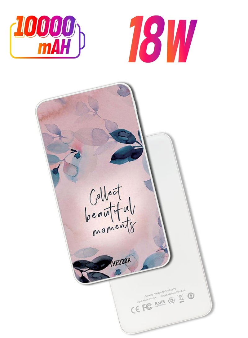 Theodor 10,000 mAh Super Fast Charging Ultra Compact Power Bank with Quick Charge & Power Delivery, Portable Charger For iPhone and Android Collect Beautiful Moments - Image 1