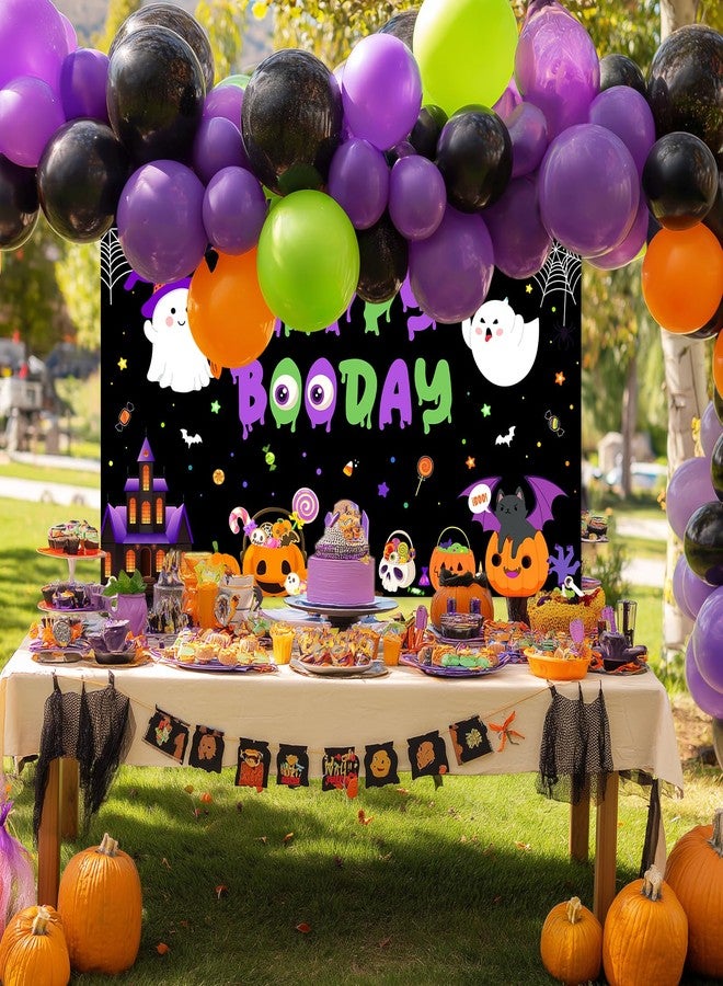 Lecheme Halloween Birthday Backdrop 6x3.6 ft Happy Booday Backdrop Pumpkin Ghost Halloween 1st Birthday Banner Photo Background Happy Boo Day Party Decorations - Image 5