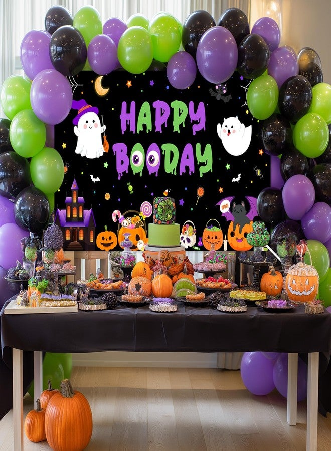 Lecheme Halloween Birthday Backdrop 6x3.6 ft Happy Booday Backdrop Pumpkin Ghost Halloween 1st Birthday Banner Photo Background Happy Boo Day Party Decorations - Image 2