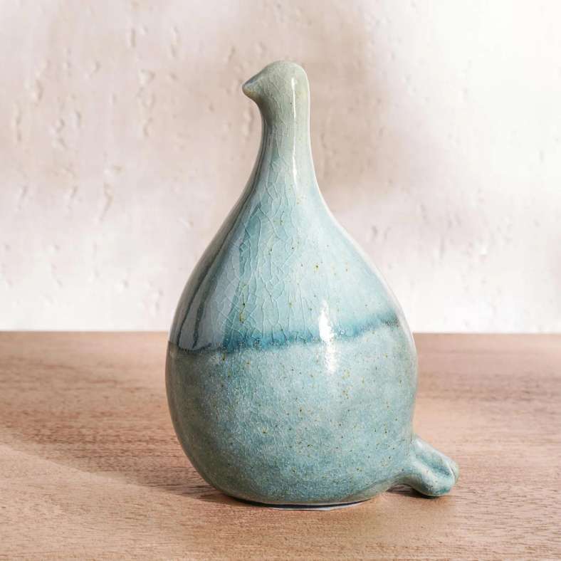 Pan Home Handpainted Stoneware Bird Sculpture - Blue - Image 3