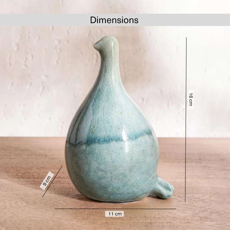 Pan Home Handpainted Stoneware Bird Sculpture - Blue - Image 5