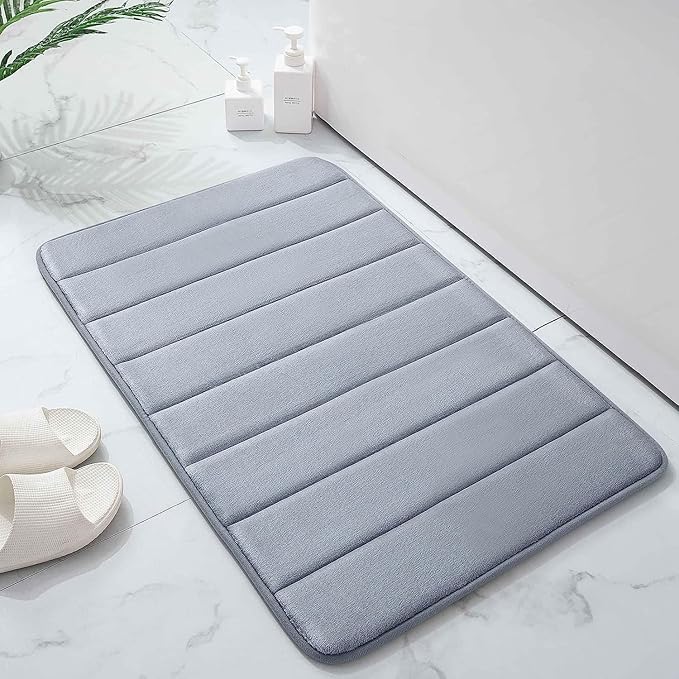 MEMORY FOAM BATHROOM DOOR MAT CORAL VELVET SUPER NON-SLIP RAPID WATER ABSORPTION SOFT AND COMFORTABLE EASIER TO DRY MACHINE WASH BATHROOM MAT