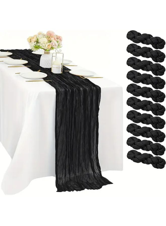 Black Cheesecloth Table Runner 10 Feet 10pcs Bohemian Decorative Semi Transparent - Image 2