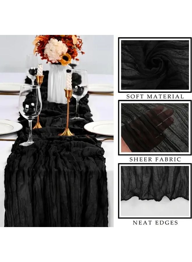 Black Cheesecloth Table Runner 10 Feet 10pcs Bohemian Decorative Semi Transparent - Image 4