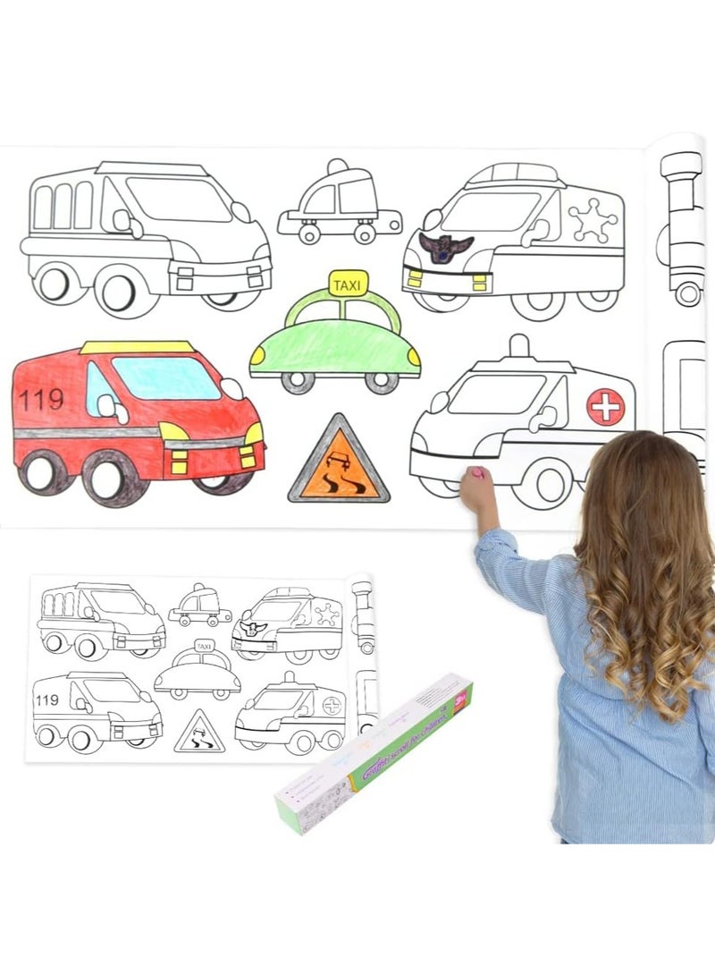 3M Roll of Drawing Paper, Coloring for Kids, Toddlers, DIY Cut and Stick for Girls and Boys (Random Design)  - Image 1
