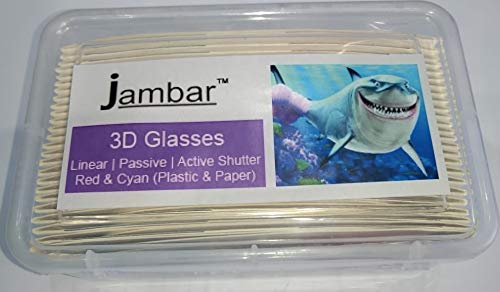Jambar Red & Anaglyph 3D Paper Glasses (25 Pcs.Pack) Red & Blue Glasses for TV/Computer/Projector/Magazine - Image 3