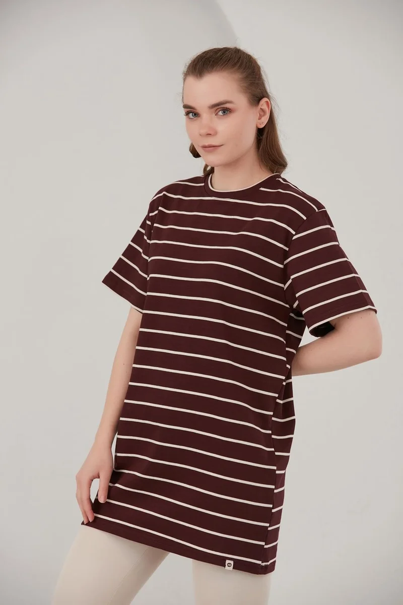 الكسندر جاردي Striped Oversize Fit T-Shirt (B22-71906)