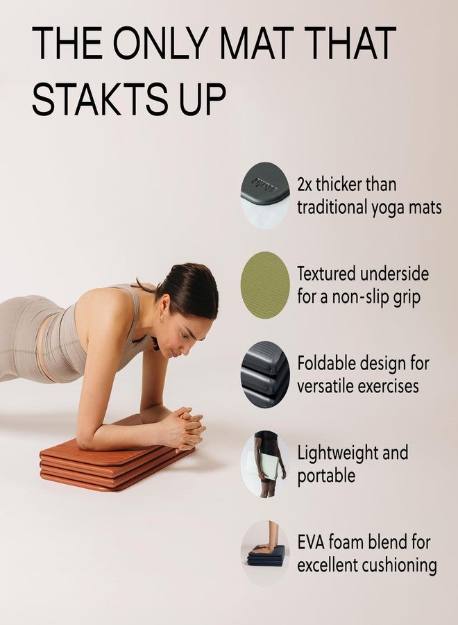 Stakt - Foldable Multi-Purpose Fitness & Yoga Mat with Patented Design, Workout Mat with Non-Slip Surface, Portable & Lightweight, For Studio or Home Use, As Seen on Shark Tank (Terracotta) - Image 5