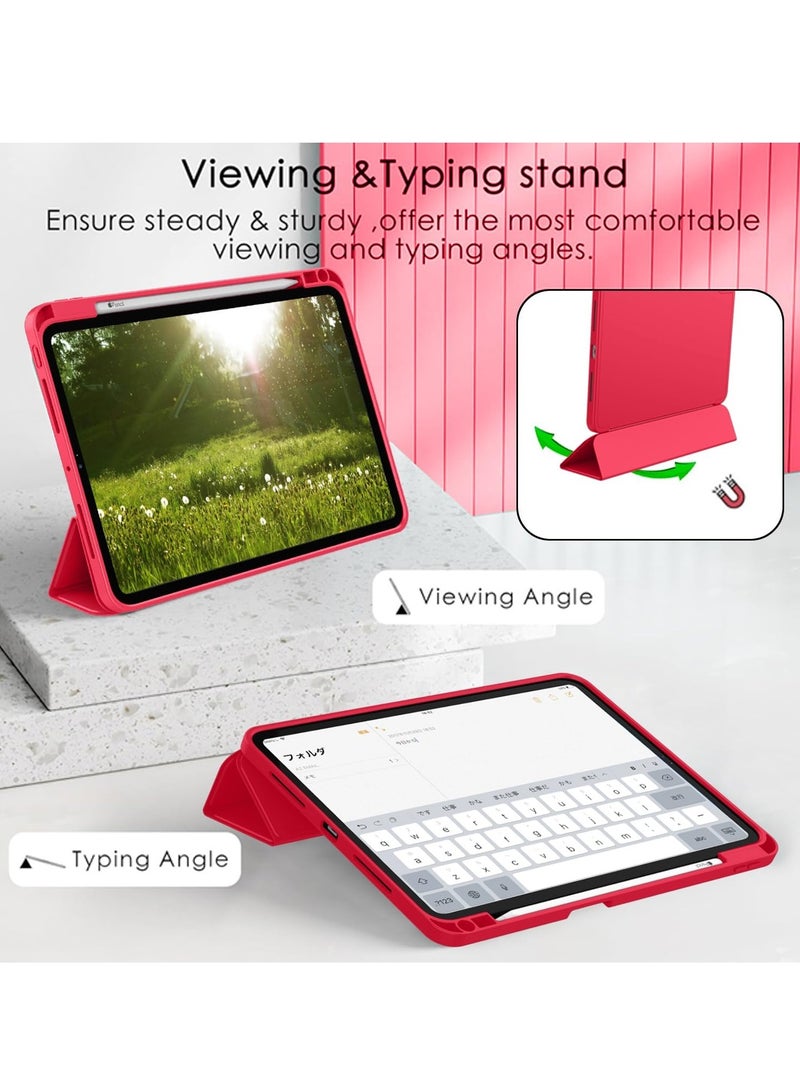MIGOFAST IPad Pro 13 Inch Case M4 2024 Model  7th Generation  with Pencil Holder  Smart iPad Case [Support Pencil Pro and Pencil  USB-C Support Touch ID and Auto Wake/Sleep Red - Image 4