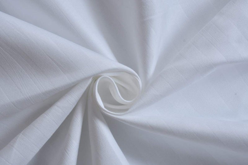Decoholic 210 TC Glace Cotton Satin Stripes Plain Bed Sheet for Double Bed King Size with Two Pillow Covers for Home-Hotels (90x100 Inch) (White) - Image 3
