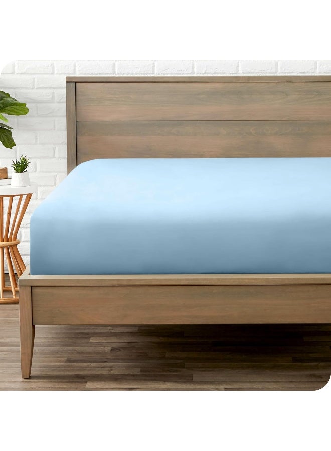 Bare Home Fitted Bottom Sheet Twin XL Size Premium 1800 Microfiber UltraSoft Hotel Luxury Deep Pocket Durable and Long Lasting Twin XL Light Blue - Image 2
