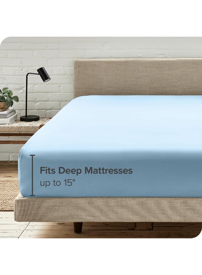 Bare Home Fitted Bottom Sheet Twin XL Size Premium 1800 Microfiber UltraSoft Hotel Luxury Deep Pocket Durable and Long Lasting Twin XL Light Blue - Image 5