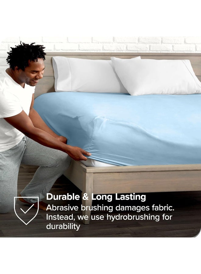 Bare Home Fitted Bottom Sheet Twin XL Size Premium 1800 Microfiber UltraSoft Hotel Luxury Deep Pocket Durable and Long Lasting Twin XL Light Blue - Image 1