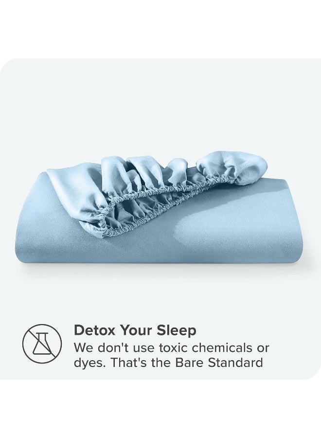 Bare Home Fitted Bottom Sheet Twin XL Size Premium 1800 Microfiber UltraSoft Hotel Luxury Deep Pocket Durable and Long Lasting Twin XL Light Blue - Image 3
