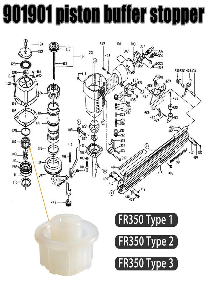 HSF 901901 Piston Bumper Stop for Porter Cable FC350 FR350 Type1 Type2 Type3 - Image 4