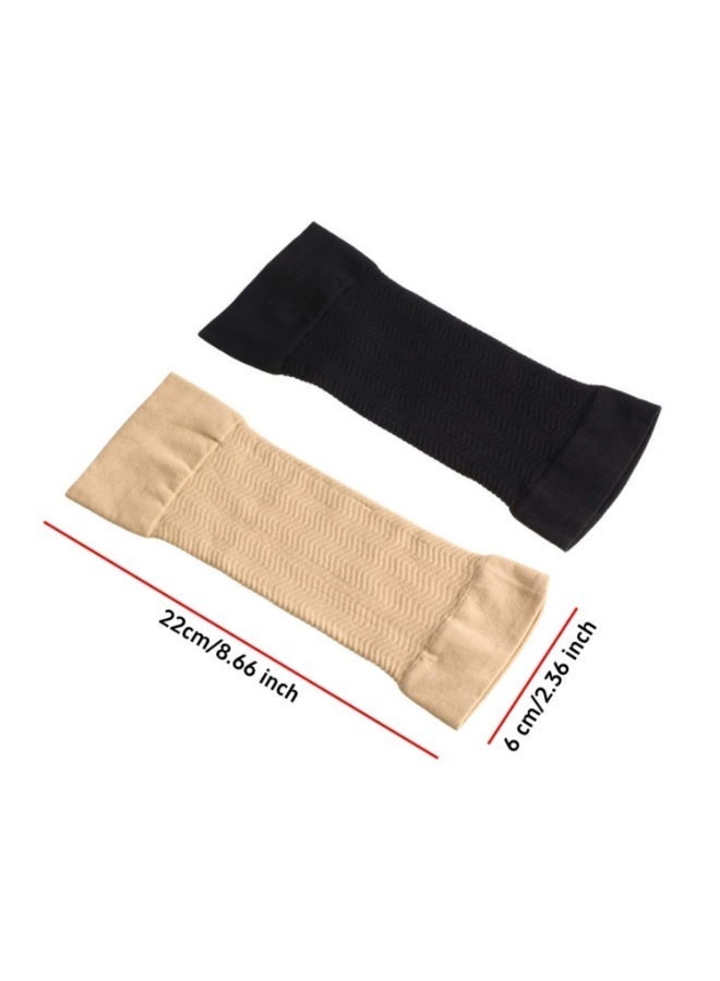AZMARO 2PCS Medical Compression Arm Sleeves, Lymphedema & Arm Swelling Relief, Slimming Arm Shaper for Sagging Arms, Post-Surgery Recovery & Fitness Toning, 80% Nylon 20% Spandex, Free Size (Nude) - Image 4