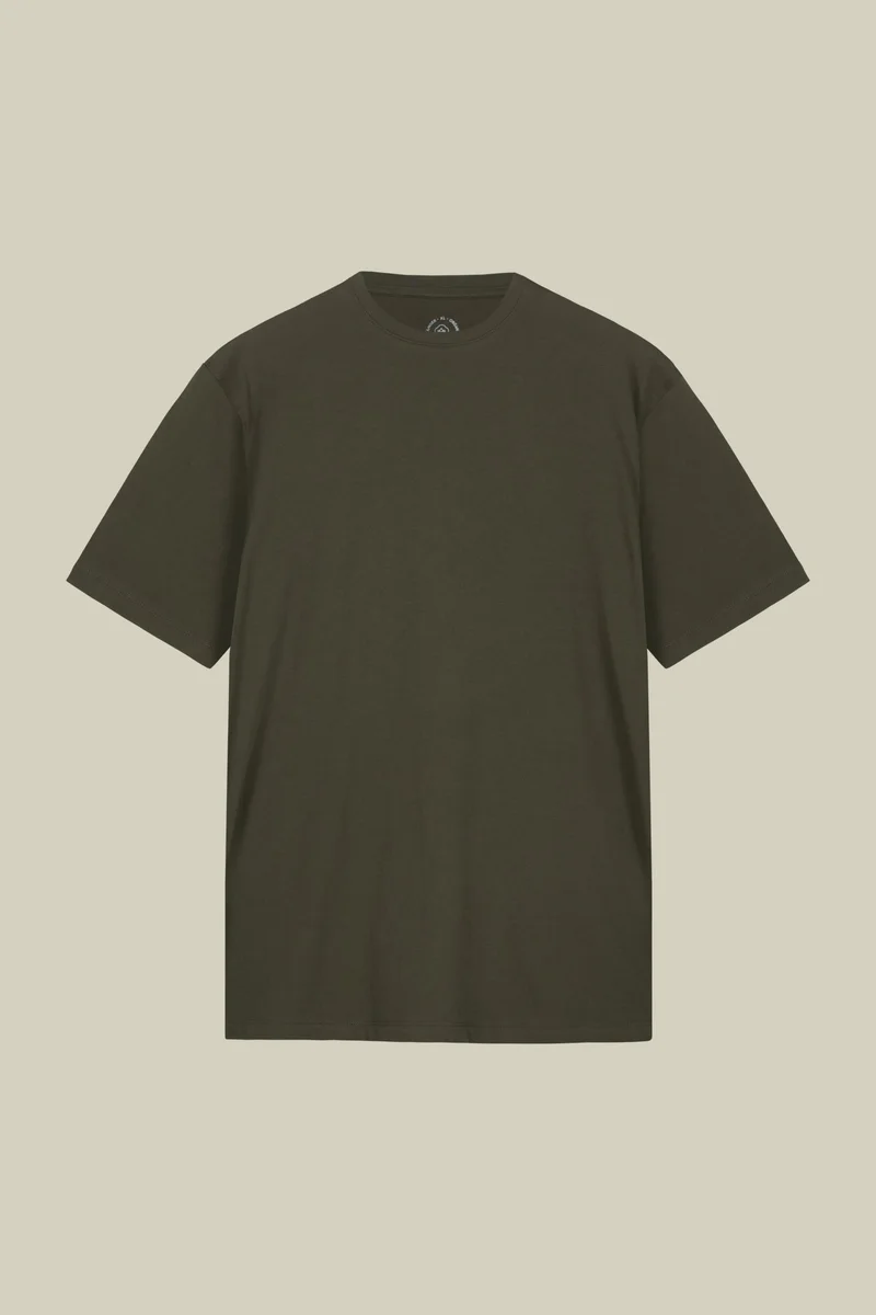 Doppelganger Green Men's crew neck short sleeve organic cotton T-shirt - Military for Men | Best Price UAE