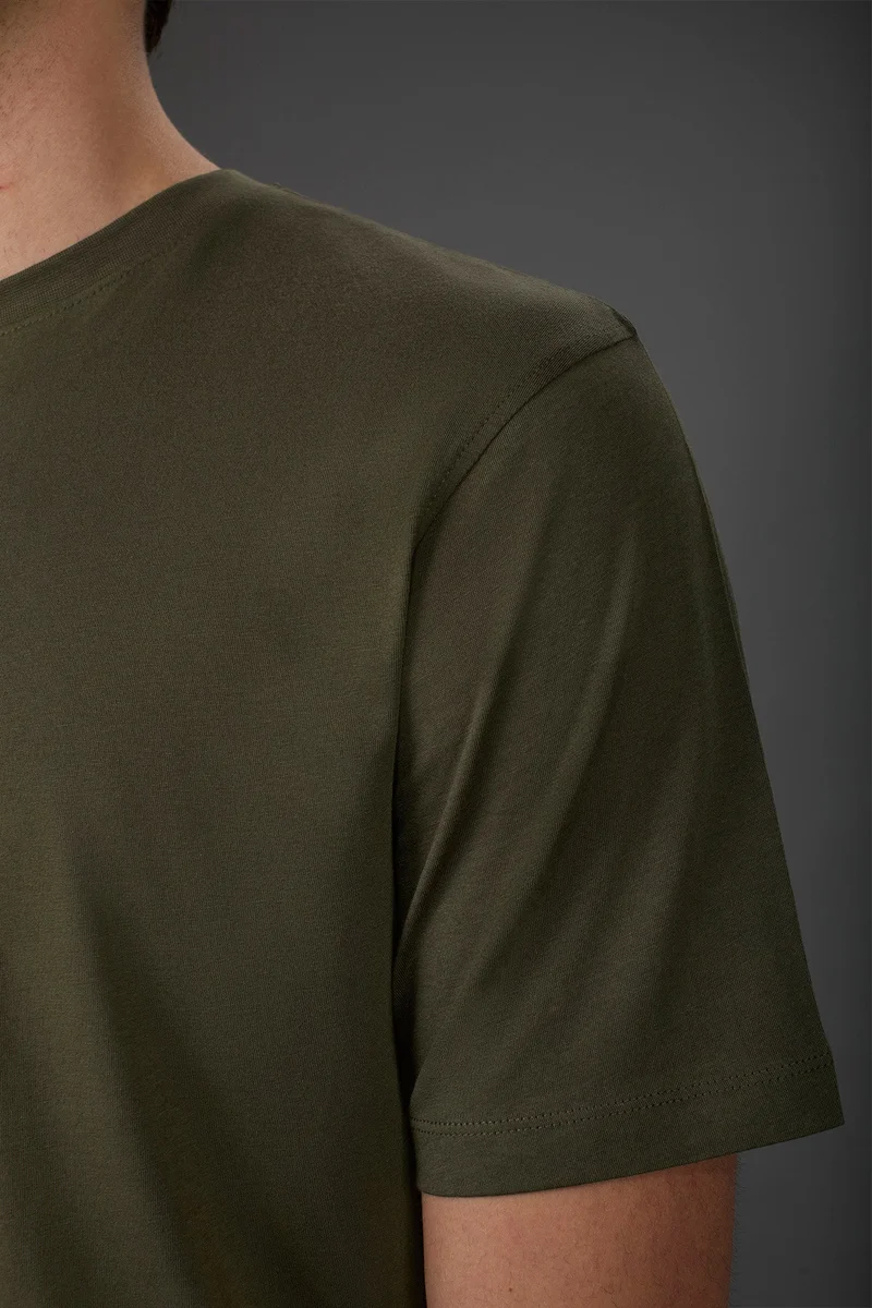 Doppelganger Green Men's crew neck short sleeve organic cotton T-shirt - Military for Men | Best Price UAE
