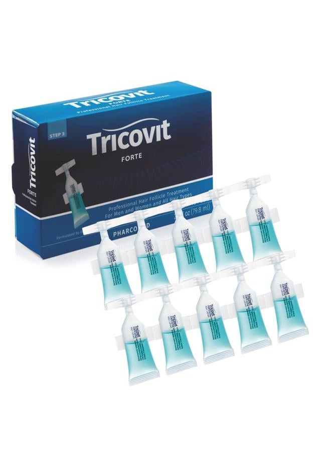 TricoVit Forte Hair Loss Treatment - Hair Growth Products for Women & Men Developed by Dermatologists - DHT Blocker & Sebum Regulator for Strengthening Follicles & Balancing Scalp (10 Ampoules) - Image 1