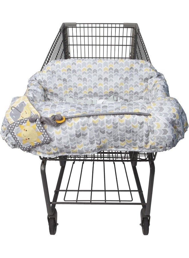 boppy Boppy Shopping Cart and High Chair Cover | Sunshine Gray and Yellow Chevron with Sun Book Toy | 2-Point Safety Belt | Wipeable, Machine Washable | 6-48 months - Image 1
