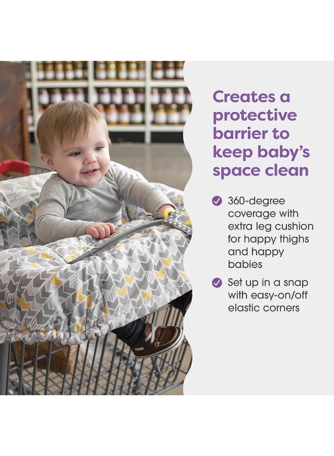 boppy Boppy Shopping Cart and High Chair Cover | Sunshine Gray and Yellow Chevron with Sun Book Toy | 2-Point Safety Belt | Wipeable, Machine Washable | 6-48 months - Image 2