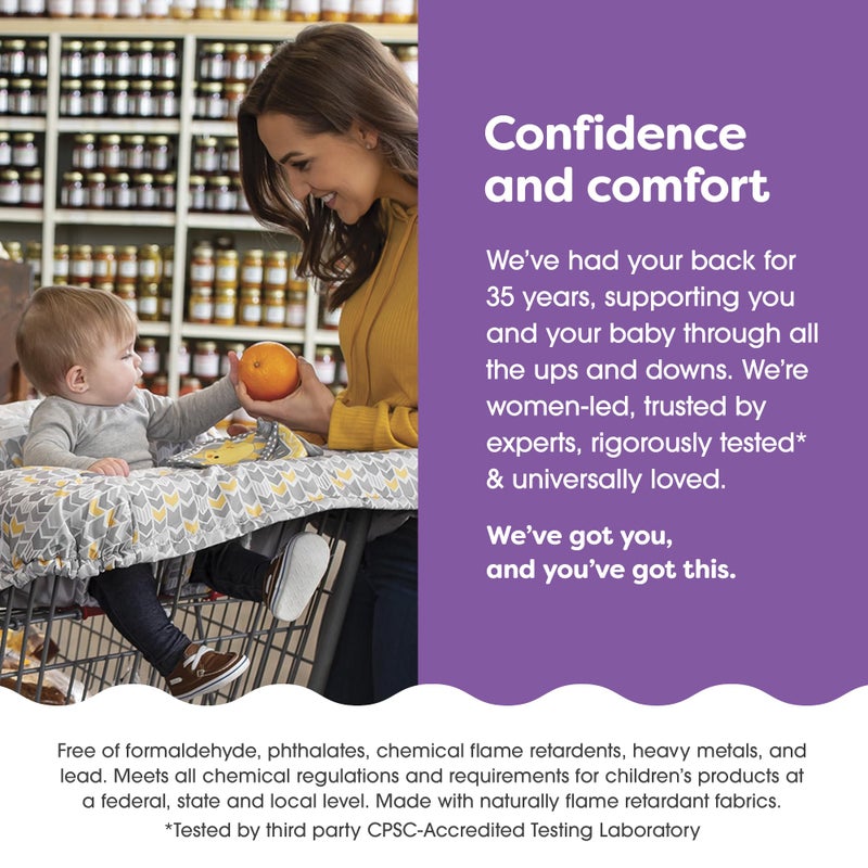 Boppy Shopping Cart Cover for Baby - 360° Coverage Cart Cover for Babies with Safety Harness, Toy Tether, One-Hand Placement, Machine-Washable, 6 Month & Up - Sunshine - Image 5