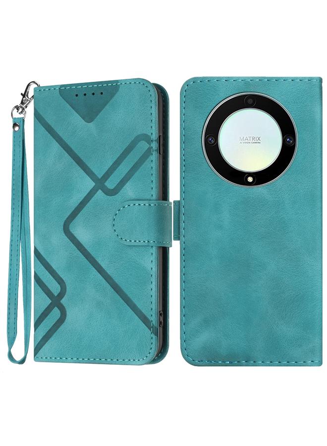 اس-توب جراب هاتف Honor Magic5 Lite 5G بنمط خطوط من الجلد الملمس - Image 1