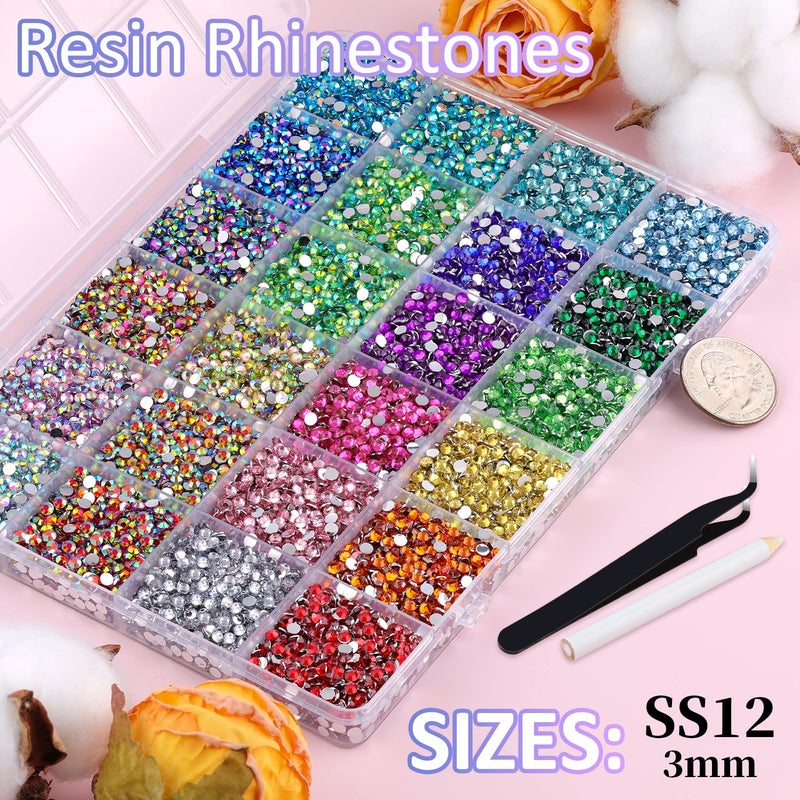 TINKRSTUFF 24000Pcs Resin Rhinestones with Tweezers for Crafting, Mixed-Color 3mm Bedazzling Crystal with 3Pcs 10ml B7000 Jewelry Glue for DIY Crafts Clothing Tumblers Shoes Fabric Nail Art - Image 2