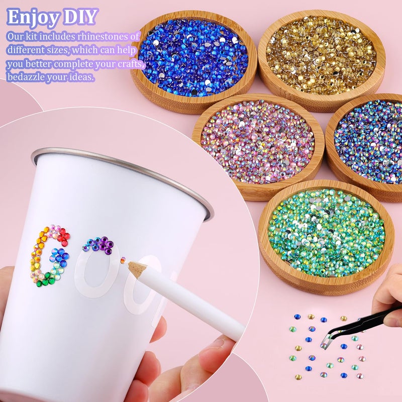 TINKRSTUFF 24000Pcs Resin Rhinestones with Tweezers for Crafting, Mixed-Color 3mm Bedazzling Crystal with 3Pcs 10ml B7000 Jewelry Glue for DIY Crafts Clothing Tumblers Shoes Fabric Nail Art - Image 4