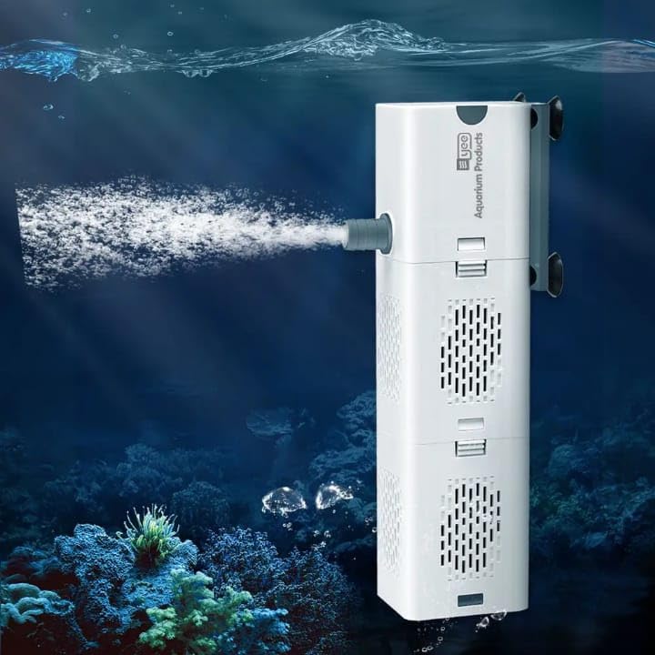 فلتر حوض السمك فائق الهدوء 1000F – محرك غاطس 14W مع تدفق 1000L/H | فلتر حوض سمك نظيف وصحي + مضخة أكسجين | سهل الصيانة (XQP-1000F | 14W | 1000L/H) (كبير)