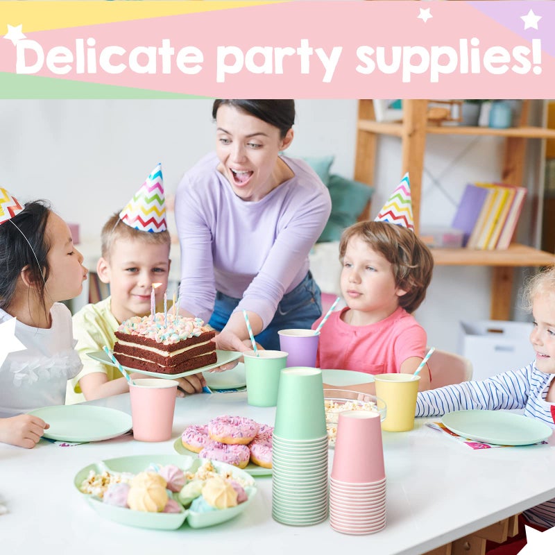Funtery 100 Pcs Disposable Paper Cups Designed Hot Cocoa Cup Family Party Supplies Disposable Bottle for Hot Cold Drinks Coffee Easter Holidays Celebration(Muticolor 9 oz) - Image 4