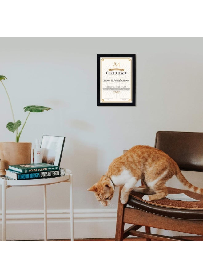 Decorhills A4 Certificate Frame 2-Pack, Wood Grain Finish, UV Protection Acrylic, Wall or Tabletop Display, Elegant Diploma & Photo Frame for Home & Office – Black - Image 2